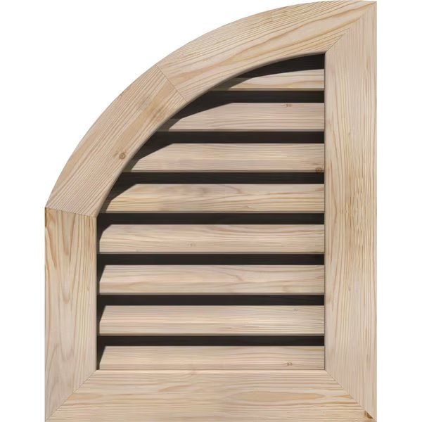 Quarter Round Top Left Functional, Pine Gable Vent w/ 1